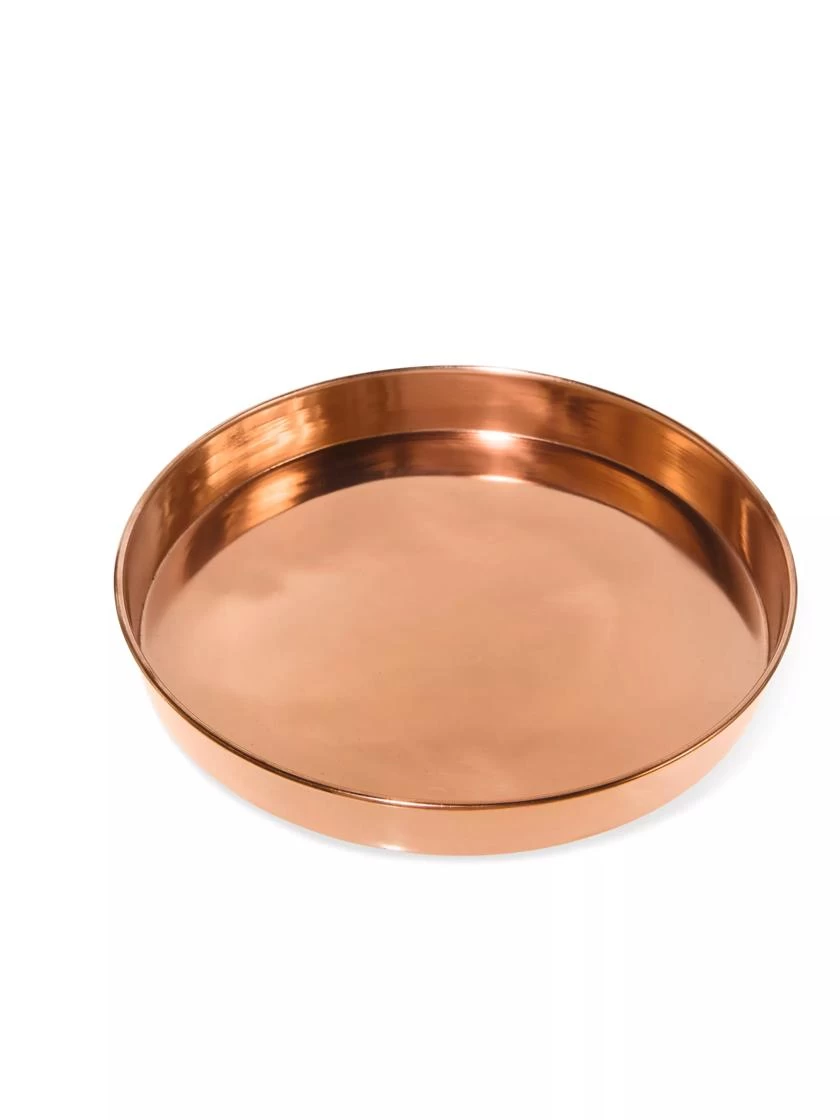 Medium Round Copper Plant Tray, 12" - Image 2