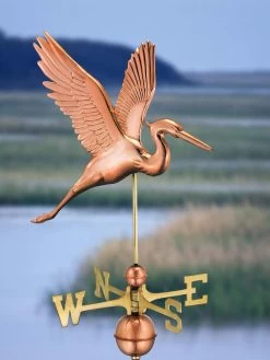 Graceful Blue Heron Copper Weathervane