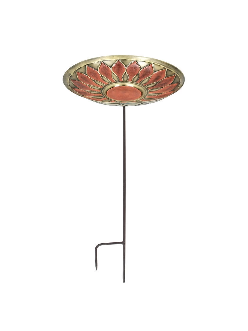 Achla Designs Red African Daisy Birdbath With Stake - Image 3