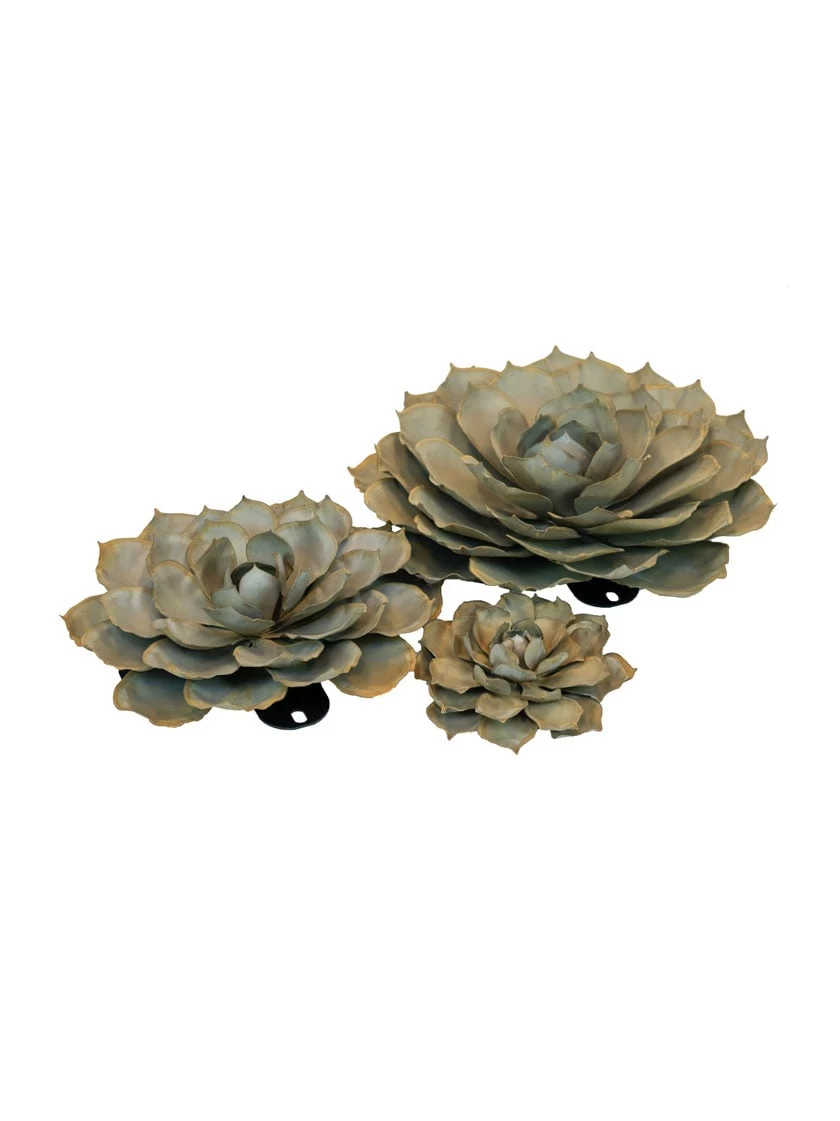 Desert Steel Blue Rose Succulent Sculpture