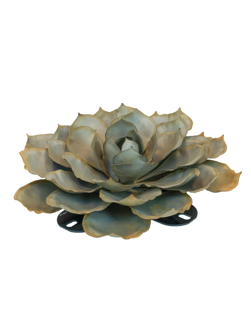 Desert Steel Blue Rose Succulent Sculpture - Image 6