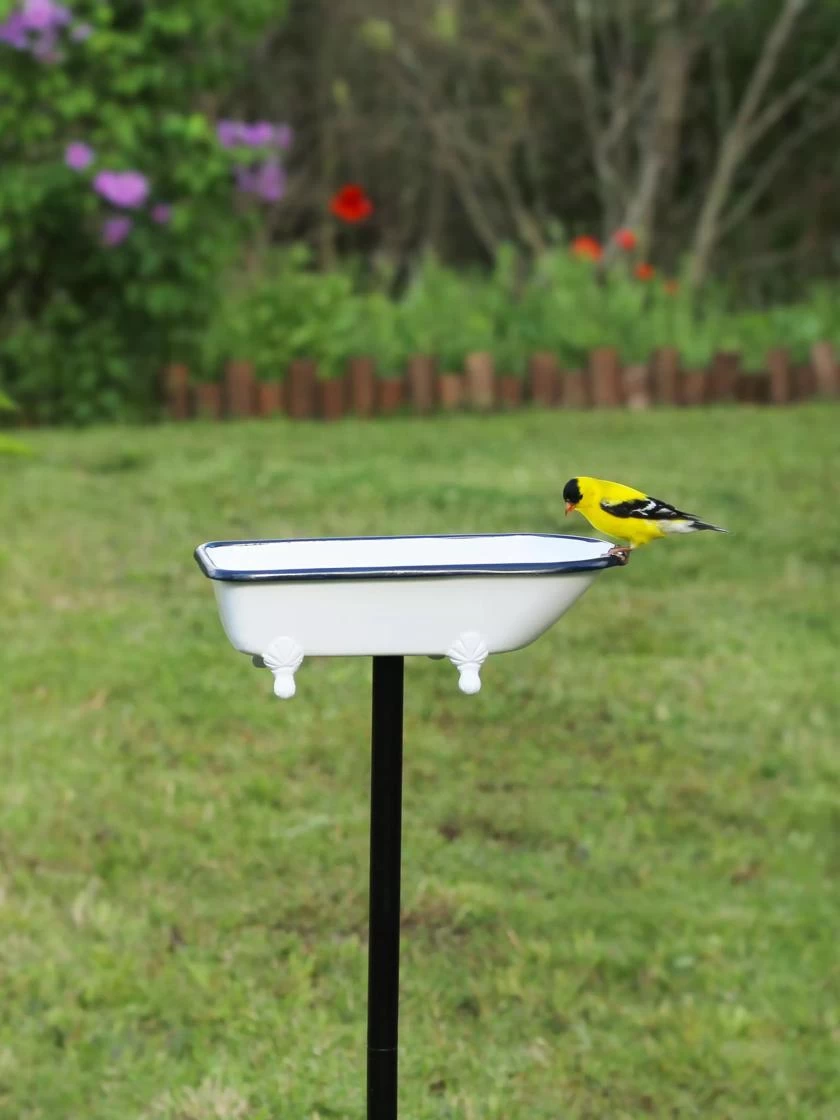 White Enamel Bathtub Birdbath - Image 2