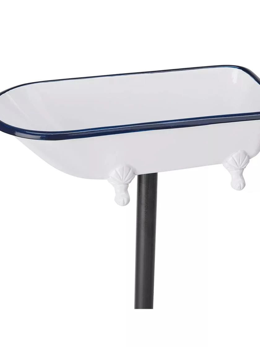 White Enamel Bathtub Birdbath - Image 4