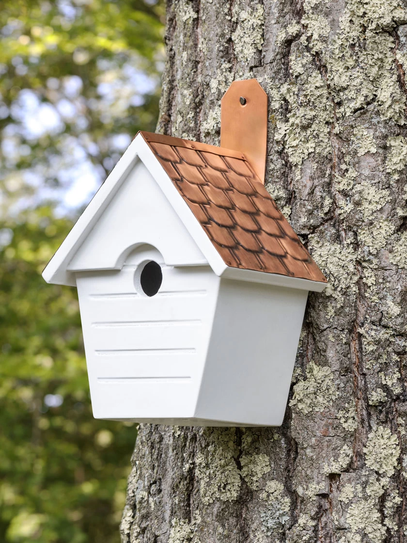 Classic Cottage Bird House With Copper Roof