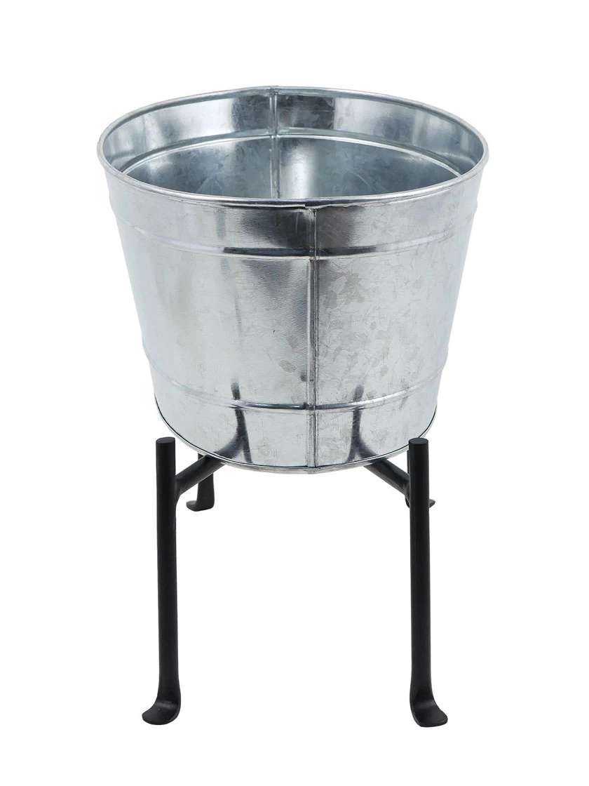 Achla Designs Mini Oval Galvanized Tub With Folding Stand - Image 4