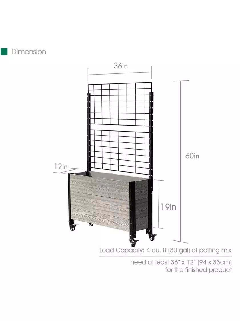 Mobile Deep Trough Planter With Trellis - Image 5