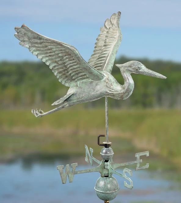 Verde Copper Heron Weathervane, Standard Size